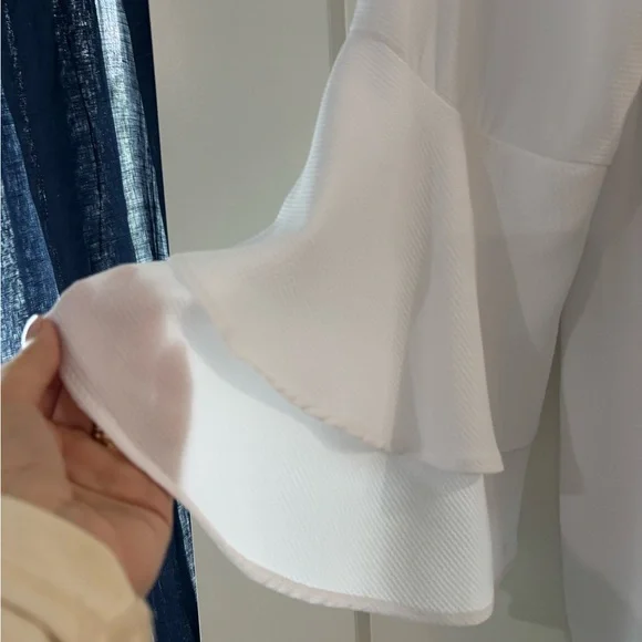 White Ruffle Sleeve Blouse - Picture 3 of 6